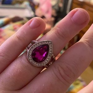 Dark pink fuchsia stone ring
